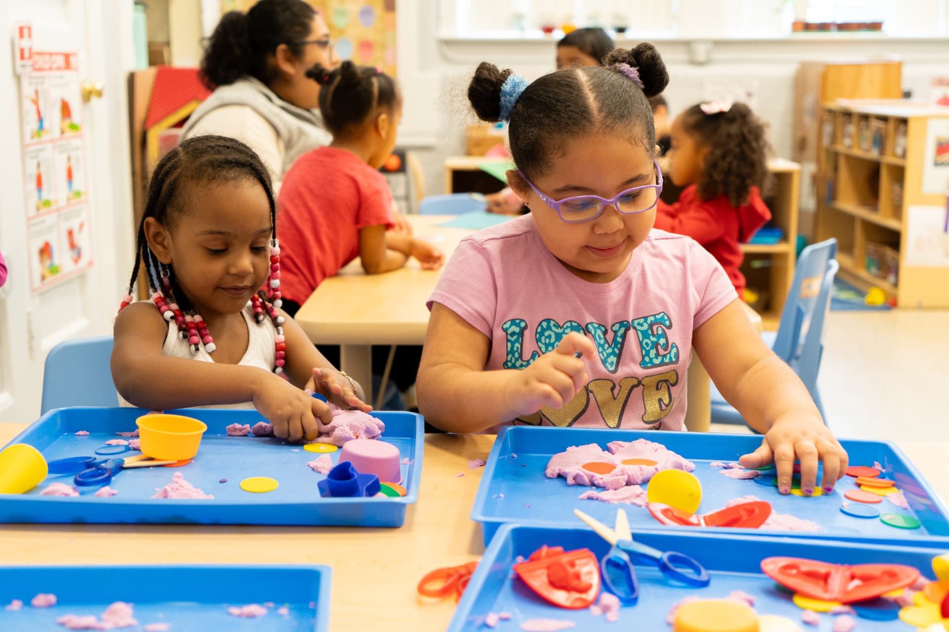 Children learning through a hands-on classroom activity